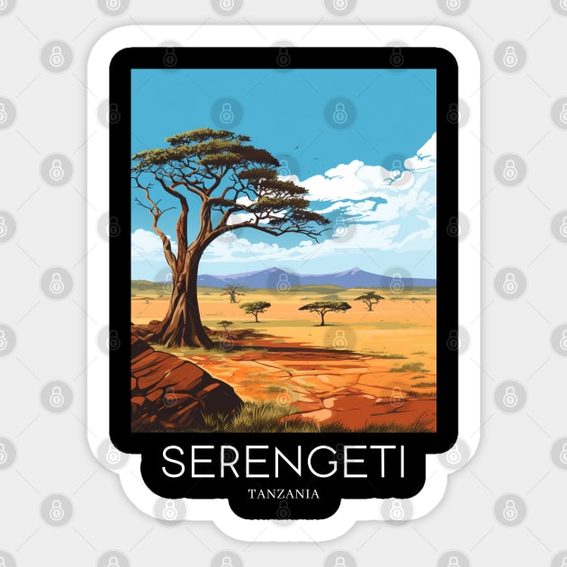 A Pop Art Travel Print of the Serengeti National Park - Tanzania Sticker by Studio Red Koala